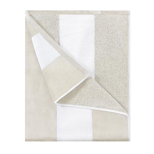 HENBAY Cotton Oversized Beach Towel - Large 70 x 35 Inch Pool Towel, Chiffon Striped Quick Dry Swimming Cabana Towel - Image 1