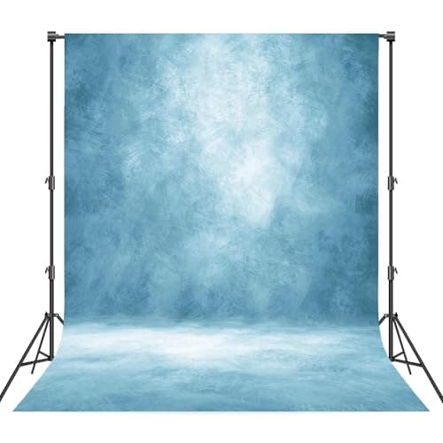 Haboke Abstract Professional Photography Backdrop for Portrait Photo Props Booth Background Photoshoot Studio with Polyester Fabric Roller Pocket on Top(8x10ft, Light Blue,No Stand) - Image 1