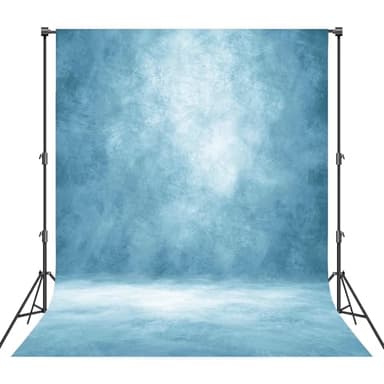 Haboke Abstract Professional Photography Backdrop for Portrait Photo Props Booth Background Photoshoot Studio with Polyester Fabric Roller Pocket on Top(8x10ft, Light Blue,No Stand) - Image 1