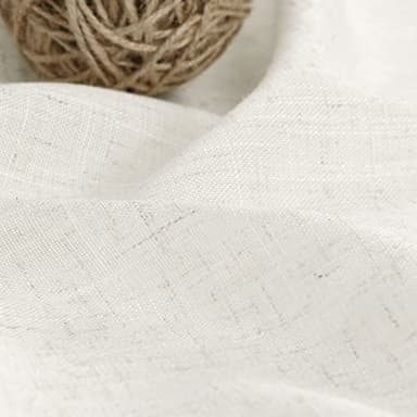 Cream Linen Back Tab Curtains 84 Inch Length for Living Room 2 Panel Set Neutral Modern Farmhouse Window Privacy Semi Sheer Linen Drapes Rustic Pinch Pleated Look Curtain Natural Ivory Colored - Image 5