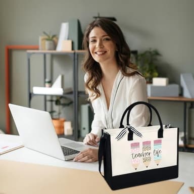 LIYACHAO Teacher Appreciation Gifts,Teachers Day Gift,Teachers Birthday Gift,Christmas Gifts for Teahcer,End of Year Tote Bag Teacher,Tote Bag for Women - Image 4
