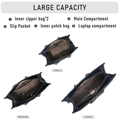 Chinllo Tote Bag for Women Quilted Chains Stachel Purse and Handbags with Shoulder Strap (E.Black-M) - Image 5