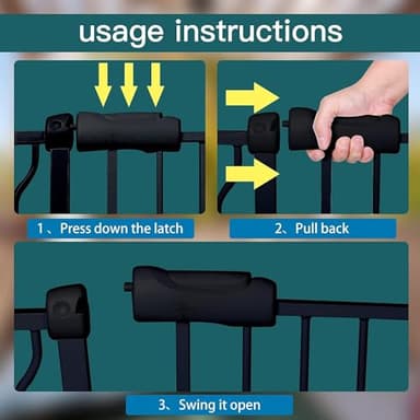 COSEND Extra Wide Baby Dog Gates for Doorways Tension Indoor Safety Gates Black Metal Large Pressure Mounted Pet Gate Walk Through Dog Gate for The House Stairs (Black, 76.38"-86.3"/194-219CM) - Image 4