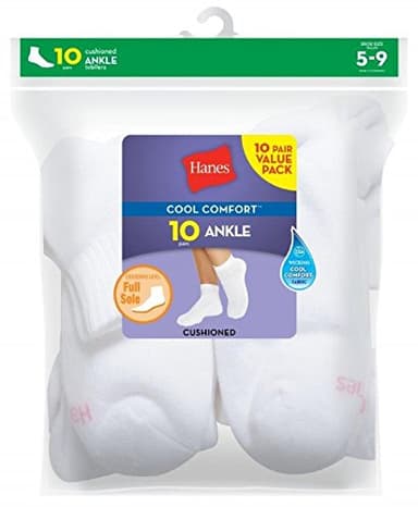 Hanes Womens Value, Ankle Soft Moisture-wicking Socks, Available In 10 And 14-packs Athletic-socks, White - 10 Pack, 8-12 US - Image 2