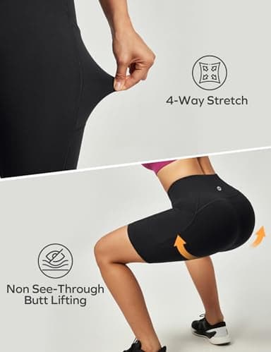 Ewedoos Biker Shorts Women Tummy Control Workout Shorts with 3 Pockets High Waisted Compression Gym Running Yoga Shorts Women Black - Image 3