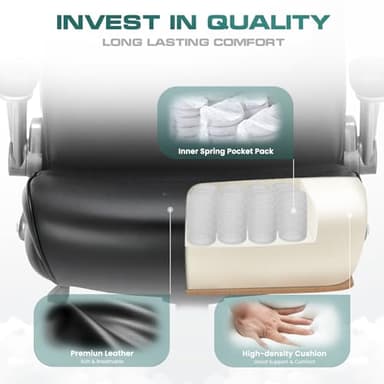 COLAMY Executive Padded Leather Office Chair-Ergonomic Lumbar Support, Desk Chair for Home and Office with Flip-up Arms, High Back, Adjustable Desk Computer Chair for Work, Meeting, Black, 400lbs - Image 7