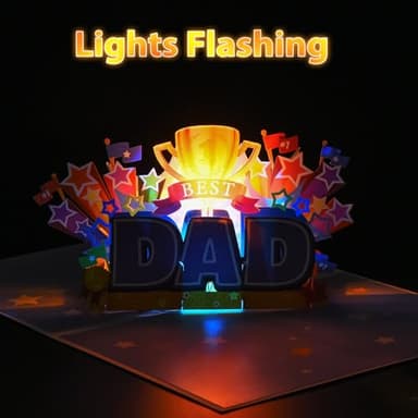 VIVIKEN Pop Up Father’s Day Card for Dad, LIGHTS & MUSIC 3D Happy Fathers Day Card from Son Daughter Wife, Best Dad Award Greeting Gift Cards for Husband Stepfather with Envelope - Image 6