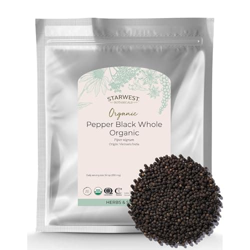 Starwest Botanicals Organic Whole Black Pepper - Black Peppercorns for Grinder Refill, Sourced from India, Sri Lanka, & Vietnam, Certified Kosher, Non-GMO - Bulk 1 lb Bag - Image 1