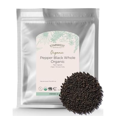 Starwest Botanicals Organic Whole Black Pepper - Black Peppercorns for Grinder Refill, Sourced from India, Sri Lanka, & Vietnam, Certified Kosher, Non-GMO - Bulk 1 lb Bag - Image 1