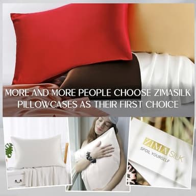 ZIMASILK 100% Pure Mulberry Silk Pillowcase for Hair and Skin Health,Soft and Smooth,Both Sides Premium Grade 6A Silk,600 Thread Count,with Hidden Zipper,1pc(Standard 20''x26'',White) - Image 6