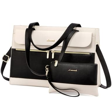 LOVEVOOK Laptop Tote for Women - 15.6 Inch Professional Leather Computer Briefcase - Waterproof Shoulder Bag - Large Capacity Business & Office Bag - Image 1