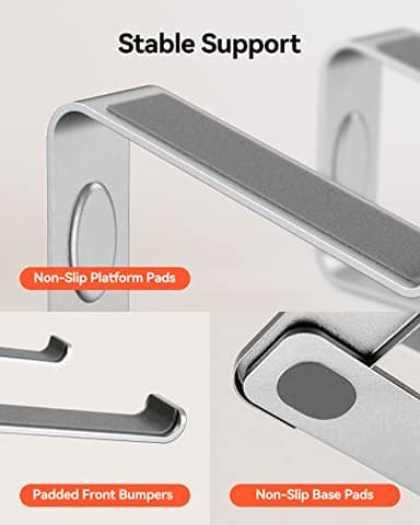 LORYERGO Laptop Stand for Desk, Laptop Riser Computer Stand for Laptop, Ergonomic Laptop Stand Desk Holder Elevator Compatible with Most 10 to 15.6 Inches Laptops, Silver - Image 7