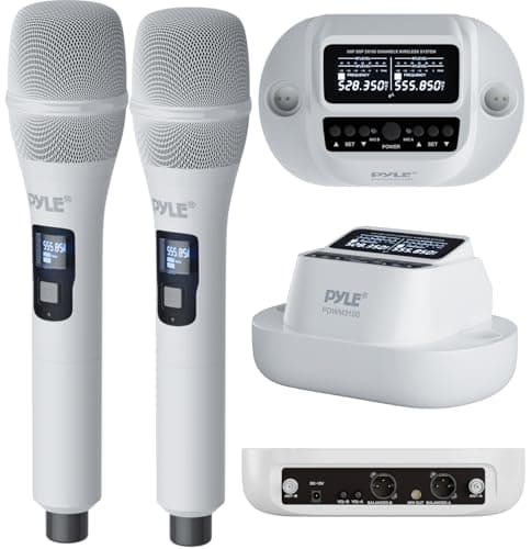 Pyle Wireless Microphones - UHF 2x100 Channel Receiver, Karaoke Microphone with DSP, High-Fidelity, Infrared Sync, Wireless Microphone System for Professional Singers, Stage & Artists (Renewed) - Image 1