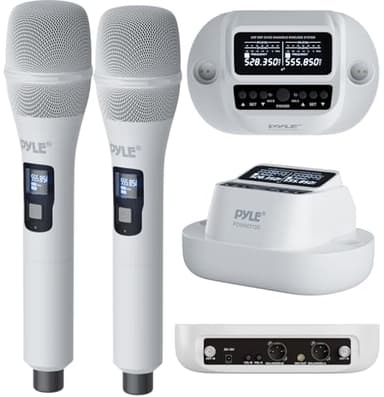 Pyle Wireless Microphones - UHF 2x100 Channel Receiver, Karaoke Microphone with DSP, High-Fidelity, Infrared Sync, Wireless Microphone System for Professional Singers, Stage & Artists (Renewed) - Image 1