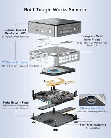 GEEKOM [High-Speed DDR5] Air12 Mini PC | 13th Gen Intel N150 | 16GB DDR5 | 512GB NVMe SSD | 8K@120Hz Triple Display | HDMI 2.0+DP 1.4 | 6 X USB | SD 4.0 Slot | Big Fan | VESA Home/Office/Edu - Image 4