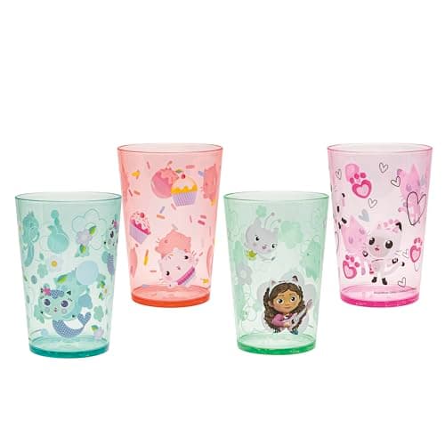 Zak Designs DreamWorks Gabby's Dollhouse Nesting Tumbler Set for At Home, 14.5oz Non-BPA Plastic Cups, 4-Pack (Gabby, Pandy Paws, Cakey Cat, Mercat, Kitty Fairy, Baby Box) - Image 1