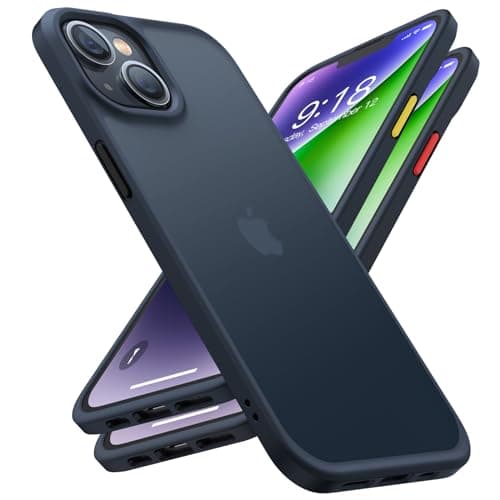 TORRAS Upgraded Shockproof for iPhone 14 Case [12FT Military Drop Protection][Sleek Premium Touch] Translucent Back & Soft Edge Slim Silicone Cover, Frosted Black - Image 1
