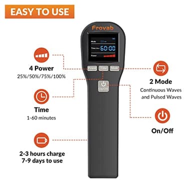 Frovab Red Light Therapy Device, 4x808nm+16x650nm Infrared Light Therapy for Pain, Hand Held Red Light Therapy Device at Home, Red Light Therapy Hand Held Wand for Muscle Body & Shoulder, Black - Image 6