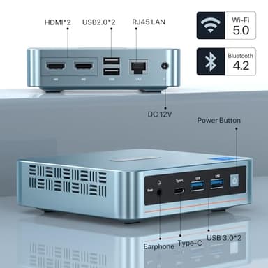 PELADN Mini PC, N97(up to 3.4GHz),16GB DDR4/512GB SSD,Type-C/Dual HDMI,Mini Desktop Computer,4K/60Hz Triple-Display USB3.2/BT4.2/WiFi5 Mini Computers for Home Business - Image 4