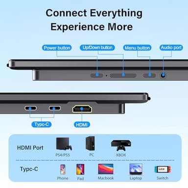 InnoView 23.8" Large Portable Monitor, FHD 144HZ 100% SRGB IPS USB-C HDMI Work Home Gaming Second Monitor 1080P W/180°Adjustable Stand for Laptop, MacBook, Phones - Image 8