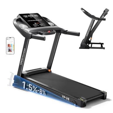 Treadmills for Home with Incline, Auto Foldable Running Treadmills, 8.0 MPH Walking Pad Treadmill with Bluetooth, 300 lbs Weight Capacity Quiet - Image 1