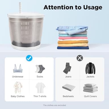 Hand Crank Washing Machine, 2 in 1 Non-Electric Washer Manual Traveling Outdoor Washing Machine Grey Mini Compact Washer Spin Dryer for RV Travel - Image 5