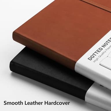 RETTACY Bullet Dotted Journal Notebook, 2-Pack, 160 Numbered Pages per Pack, A5 Medium Size (5.7'' x 8.3''), 120 GSM Thick Paper, Leather Hardcover, for Bullet Journaling (Black & Brown) - Image 4
