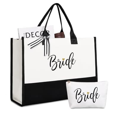 Lamyba Bride To Be Gifts for Wedding, Bridal Shower Gifts, Bachelorette Party, Engagement,Honeymoon, Bride Bag Tote with Makeup Bag - Image 1