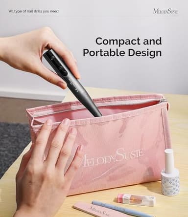 MelodySusie Cordless Electric Nail Drill Machine 11 in 1 Kit,PC180F 25000RPM Portable Rechargeable Nail Efile Set for Acrylic Gel Dip Powder Nails, 25 Speeds Manicure Pedicure Polishing Shape Tools - Image 6