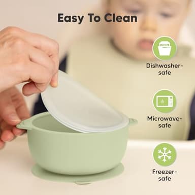 KeaBabies 2-Pack Baby Bowls with Suctions, Lids - Silicone Toddler Suction Bowls for Baby Boy, Girl, Kids, Food Grade Silicone, BPA-Free, Dishwasher Safe, Toddler Eating Essentials (Sage) - Image 6