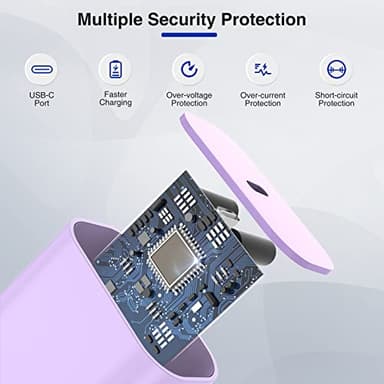 6ft iPhone Fast Charging Cable, 20W USB C Wall Charger With Type C to Lightning Cord for iPhone 14/13/12/11 Pro Max Plus, iPad - 2Pcs Purple - Image 3