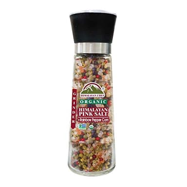 Himalayan Chef Peppercorn Pink Salt Glass Grinder Oz, Organic Rainbow Pepper Corn, 12.5 Ounce - Image 1
