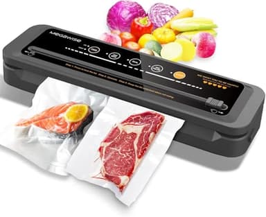 MegaWise Vacuum Sealer Machine | 80kPa Suction Power| Bags and Cutter Included | Compact One-Touch Automatic Food Sealer with External Vacuum System | Dry Moist Fresh Modes for All Saving needs - Image 1