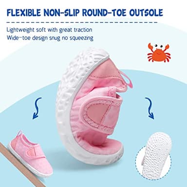 LeIsfIt Boys Girls Water Shoes Kids Aqua Socks Toddler Quick-Dry Beach Swimming Shoes Lightweight Breathable Non-Slip Summer Outdoor Sport Water Slippers Pink 8 Toddler - Image 5