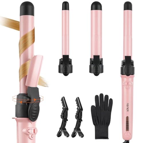 Rotating Curling Iron Set, Automatic Curling Wand for Long Hair, Easy to Use Hair Curler Get Effortless Beach Waves, 3 Sizes Ceramic Barrel 0.75" 1" 1.25" to 430°F with Home Button, Dual Voltage - Image 1