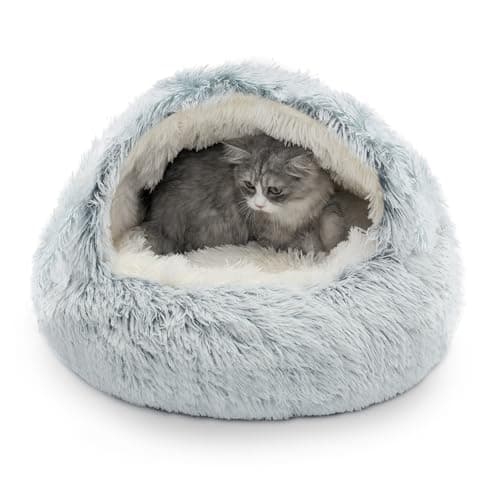 CATISM Cozy Cat Pod - Plush Hooded Cat Bed Cave, Self Warming, Removable Washable with Non-Slip Bottom - Image 1