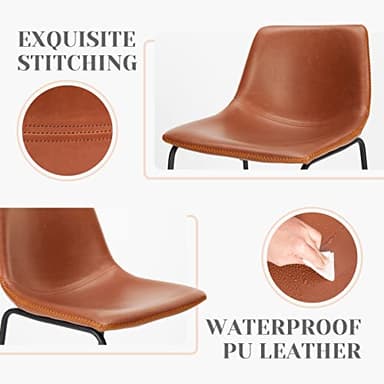Sweetcrispy Bar Stools Set of 2, Counter Height Bar Stools with Back, 26 inch Armless Industrial Faux Leather Barstools with Metal Legs and Footrest, Dining Chairs for Home Island, Whiskey Brown - Image 4