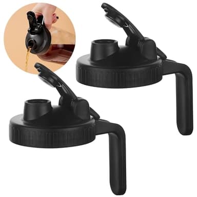 Mason Jar Pour Spout Lid for Wide Mouth Mason Jars, Mason Jar Pitcher Flip Cap Airtight Handle Lid, Leak Proof Seal Cover, Pack of 2 - Image 1