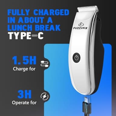 FuzzyFix Pet Grooming Clippers for Matted Hair Cat, Trimmer for Low Noise, Waterproof Portable USB Rechargeable Professional Cat Cippers for Dogs and Cats Eyes, Ears, and Paws Silver - Image 5