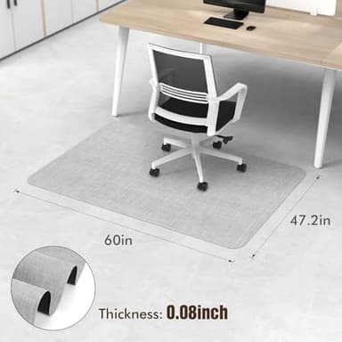 Blvornl Office Chair Mat for Hardwood Floor, 47.2"x 60" Desk Computer Chair Mat for Hard Wood and Tile Floor, Large Anti-Slip Hard Floor Protector Rolling Chair Mat, PVC Mat Desk Rug Light Grey - Image 2