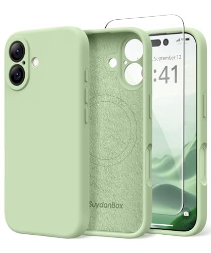 SuydanBox Magnetic for iPhone 17 Case, Compatible with MagSafe, [Full Camera Protection][Screen Protector] Silicone Shockproof Protective Phone Case for iPhone 17 6.3", Matcha - Image 1
