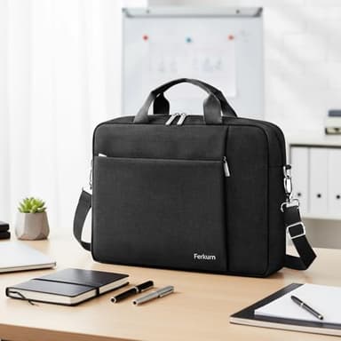 Ferkurn Laptop Bag Case for Women Men Computer Bag Compatible with HP Envy Pavilion Omen/LG Gram/MSI/Dell Inspiron XPS/Lenovo/Acer, Shoulder Strap Carrying Messenger Briefcase, Black, 17 17.3 Inch - Image 6