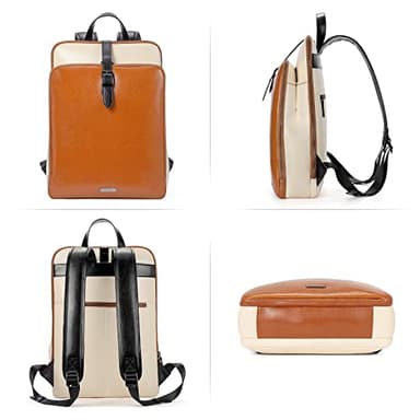 CLUCI Leather Backpack for Women, 15.6 inch Laptop Bag, Large Genuine Work Backpack Travel Back - Image 6
