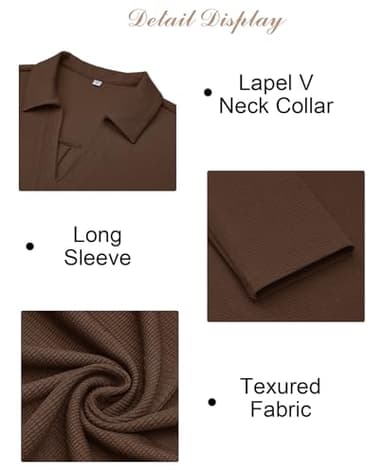 Ladies Tops and Blouses, Polo Shirts for Women Cute Tops Business Casual Outfits Office Wear Work Attire V Neck Going Out Basic Shirt Clothes 2024 Fashion Fancy Evening Coffee L - Image 5