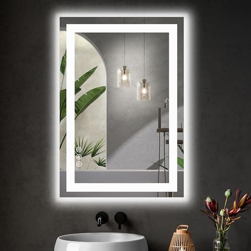 Sweetcrispy 36"x 24"LED Bathroom Vanity Mirror for Wall with Anti-Fog, Dimmable Rectangle Mirrors with Front Light and Backlit, Memory Function, Tempered Glass, Shatter-Proof, Horizontal& Vertically - Image 1