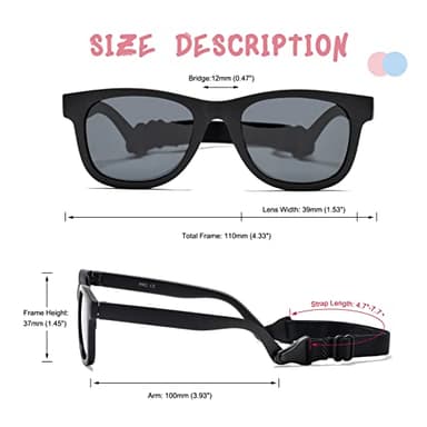 COASION 2 Pack Bendable Flexible Polarized Newborn Baby Sunglasses with Strap for Infant Boys Girls Age 0-12 Months (Matte Black/Gray+Dark Blue/Gray) - Image 4