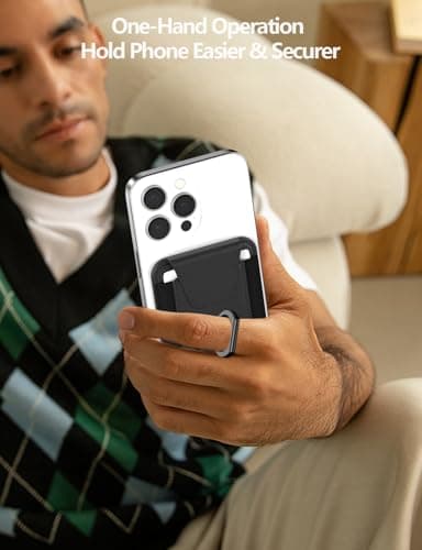 For Magsafe Wallet with Grip, 6-Card Holder, Stronger Magnetic Card Wallet Holder for iPhone 17/16/15, iPhone 14/13/12 Series, Leather Magnetic Phone Wallet with Privacy Flap, RFID Blocking, Black - Image 4