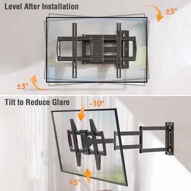 ELIVED Long Arm TV Wall Mount for Most 42-75 Inch TVs, 37.9 Inch Long Extension Corner TV Mount, Full Motion Wall Mount tv Bracket Swivel and Tilt, Holds up to 99 lbs. Max VESA 600x400mm, YD3038 - Image 5