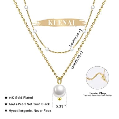 Layered Gold Pearl Necklaces for Women, 14K Gold Plated Dainty Layered Single Pearl Necklace Simple Pearls Choker Chain Necklace Gold Layered Necklaces for Women Trendy Jewelry Gifts - Image 5