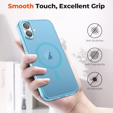 zapica Magnetic for iPhone 16 Plus Case, [Compatible with MagSafe] [Military Grade Drop Protection] Translucent Matte Shockproof Anti-Scratch Phone Case, Light Blue - Image 6